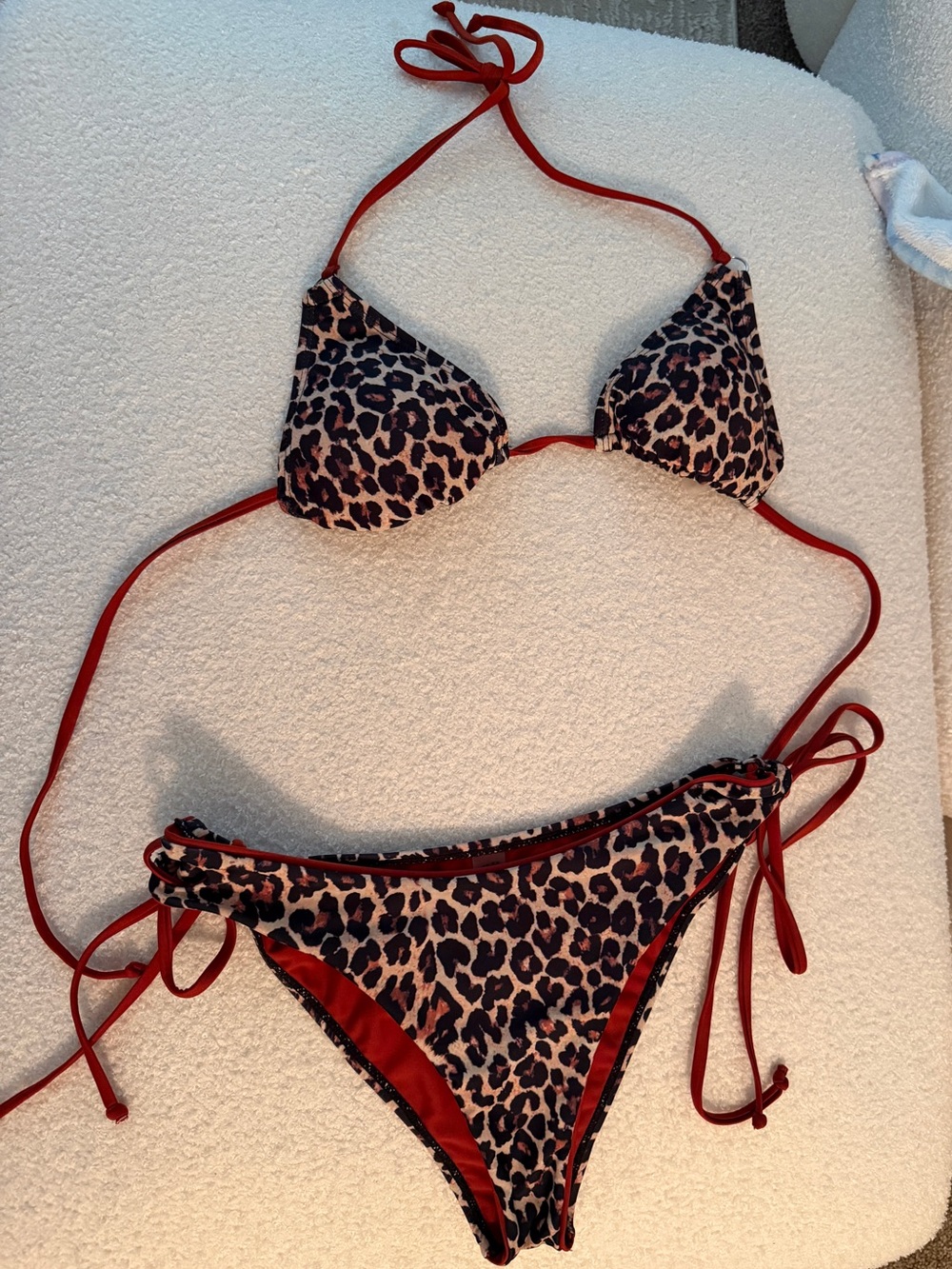 Leopard Print String Bikini & black white flower one piece bikini